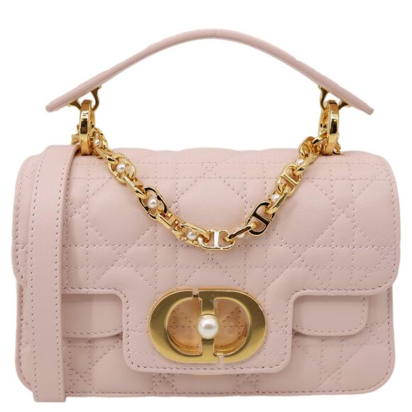 Christian Dior Jolie Cannage Calfskin Leather Top Handle Shoulder Bag Pink - Picture 1 of 15